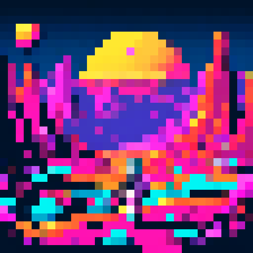 Astronaut exploring an alien landscape, colorful and detailed, retro video game style, vibrant colors, pixelated art style, high contrast, sRGB color space