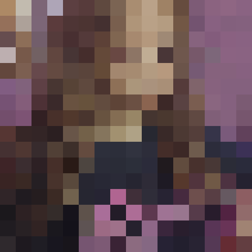 girl with pigtails, colorful nail polish bottles, tiny nail files, glittery nail art stickers, pixelated makeup brushes, vibrant game icon aesthetic, 16x16 pixel art, close-up portrait