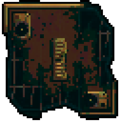 destroyed skyscraper, crumbling bricks, fiery explosion, billowing smoke, shattered glass, pixelated debris, jagged edges, vibrant colors, glowing embers, pixel art destruction, sRGB color palette