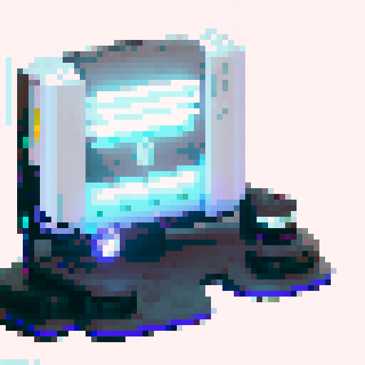 A futuristic alien technology upgrade station. Dark color and some alien symbol