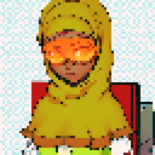 Teenage black girl with orange hijab and orange neon glasses
