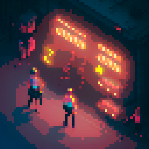 Street merchant assassin girl, neon-lit night market, slicked-back hair, pixelated sniper rifle, fluorescent tattoos, sRGB glow, bustling crowds.
