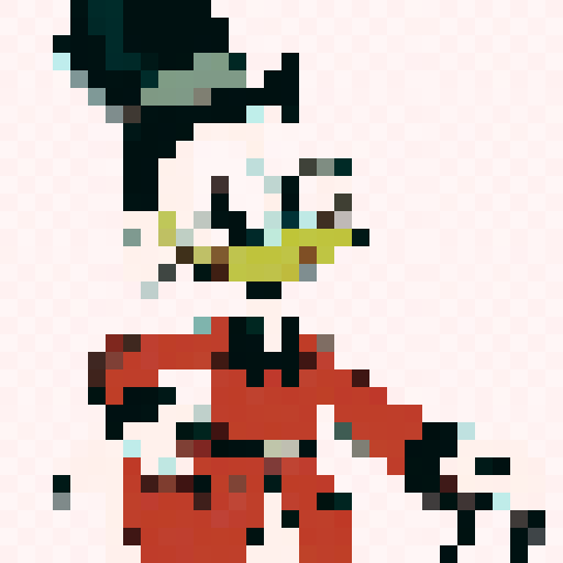 scrooge mcduck, rich and greedy duck, swimming in a sea of gold coins, surrounded by pixelated dollar signs