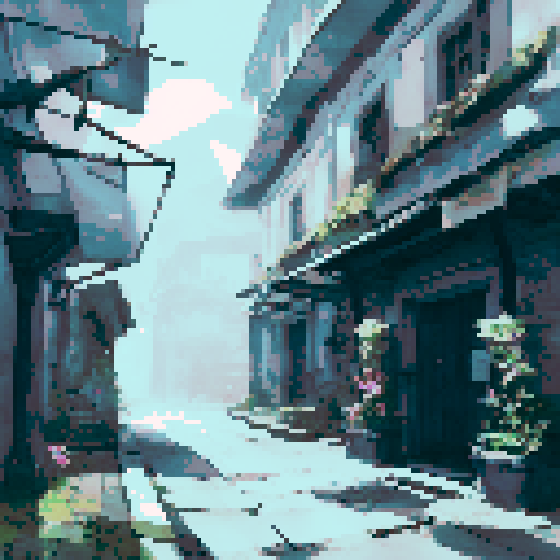 Eerie abandoned city ruins dark