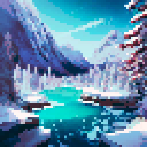 snow-covered peaks, icy cliffs, frozen lake, misty valleys, dramatic sunrise, serene sunset, rugged terrain, majestic glaciers, winding trails, snow-capped trees