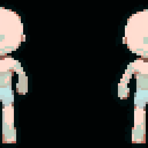 sprite sheet, 4 motions, arms closer to body, no space, pixel art, sRGB