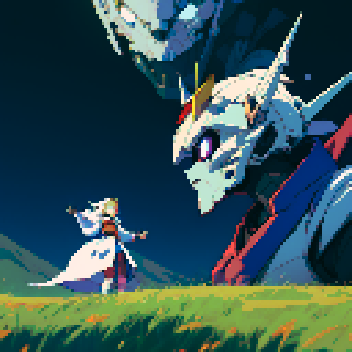 Pixel art, ghost, gundam