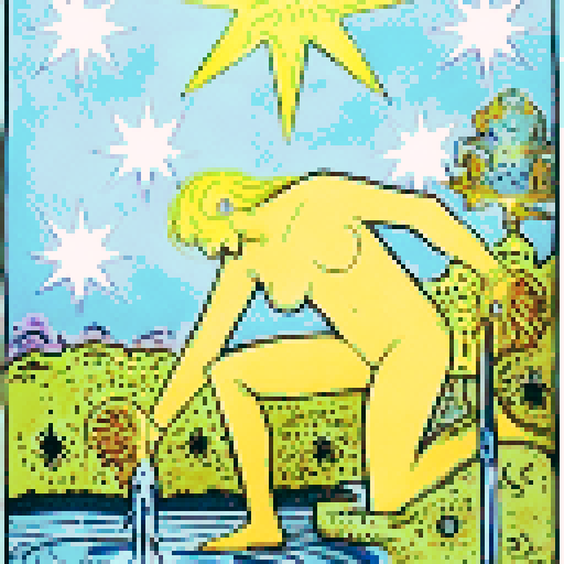The tarot card The Star in an aquatic style featuring a queen mermaid with a crown in a medieval dark style, surrounded by glowing starfish underwater. The scene should be illuminated by ethereal star-like lights, symbolizing hope and clarity. The crown should shimmer with starlight, enhancing her majestic presence