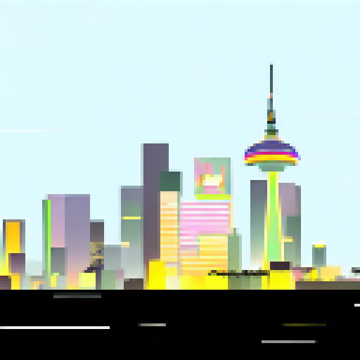 Pop Art meets Graffiti in a bustling, neon-lit cityscape of skyscrapers and street vendors.