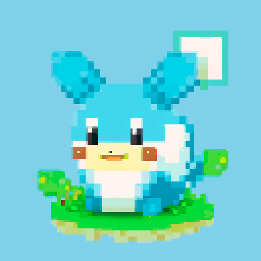 Pokemon style water type starter, no background