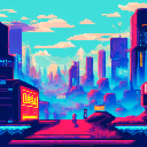 Cyberpunk NES inspired pixel art