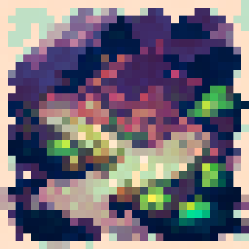 Make a pixel picture that shows a creepy forest at night time