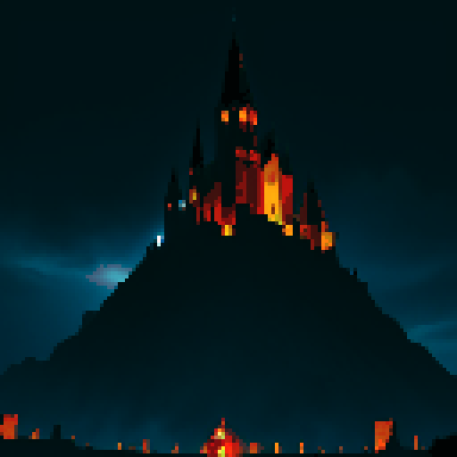 dark background, hellish background, black and blue colors, night, ruins, medieval castle, big evil castle, storm clouds, storming, lightning