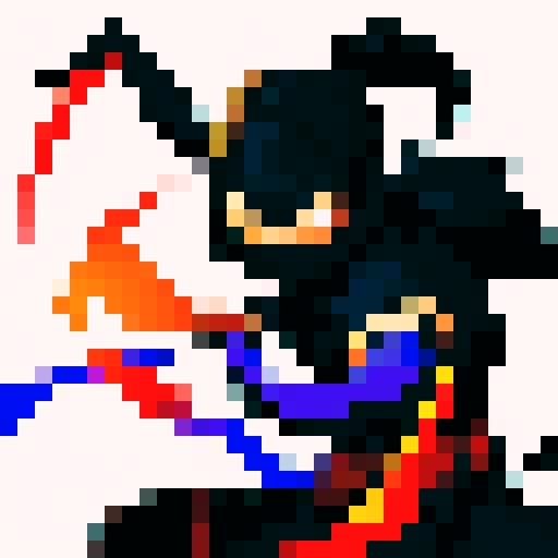 sharp ninja, pixel art, sRGB, intense gaze, swift movements, dynamic poses, vibrant colors, intricate details, dramatic shadows, jagged edges