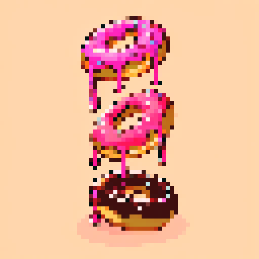 three donuts, white background