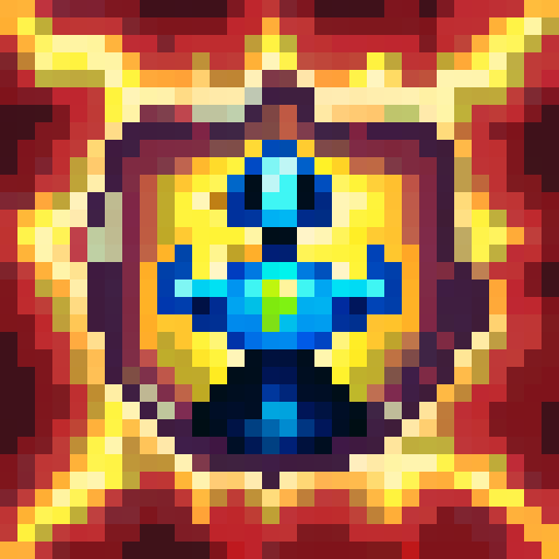 Close-up portrait of a proud, smiling AI robot with a game icon-style winners certificate for "Start-up in a dAI" powered by "de Nationale Hypotheekbond" in skillful 32x32 pixel art
