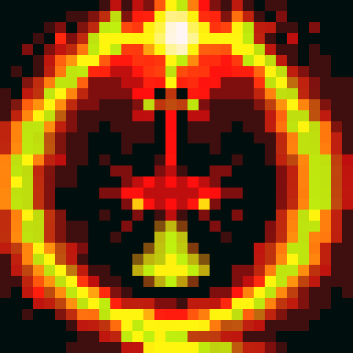 tower of flame, reference palette, game icon, 32x32 pixel art, RGB, skill art