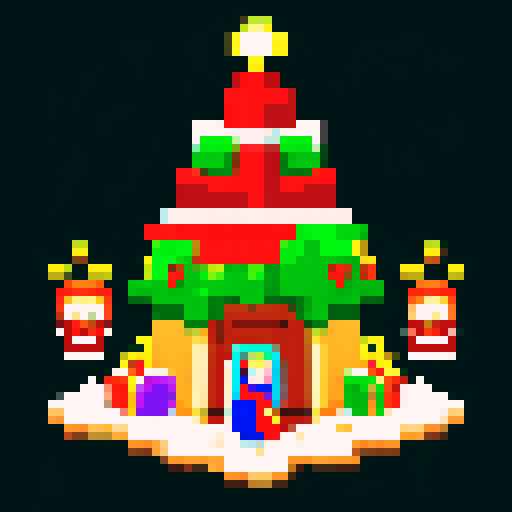 Create a pixel art for a christmas celebration in streets of the philippines. I want a text in the middle saying "Yuletide Joy: A Cloudstaff Celebration".