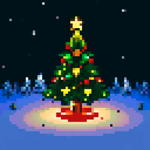 christmas tree with star at top candlelight