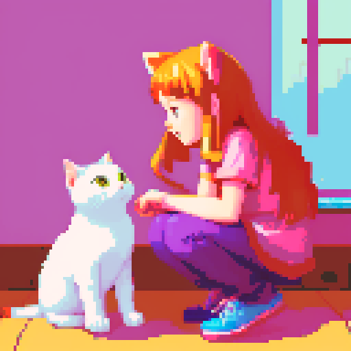 girl and cat