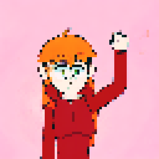 Girl with long orange hair and a red jacket