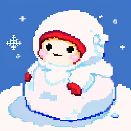 pixel art, sRGB, winter town mountain range, tiny pixel seal sitting, tiny human eskimo character, hanging out