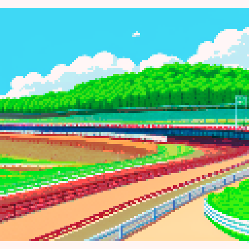 the race track, there are cars, in front of them is a big sign start