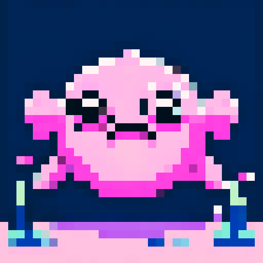 pixel art, sRGB, blobfish, chubby body, gelatinous texture, unique facial features, large eyes, large nose, droopy mouth, pinkish hue, underwater habitat