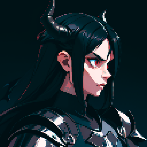 black armor, sexy, long black hair, male knight, man, demon knight, demonic wing, horns, black hair, black armor, dark background