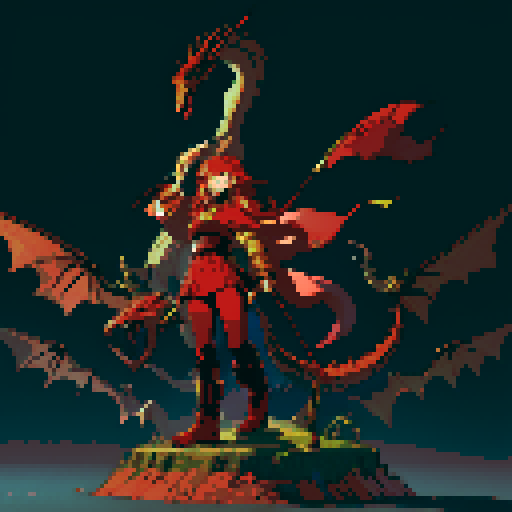 red dragon, pile of gold coins, full-body image of dragon