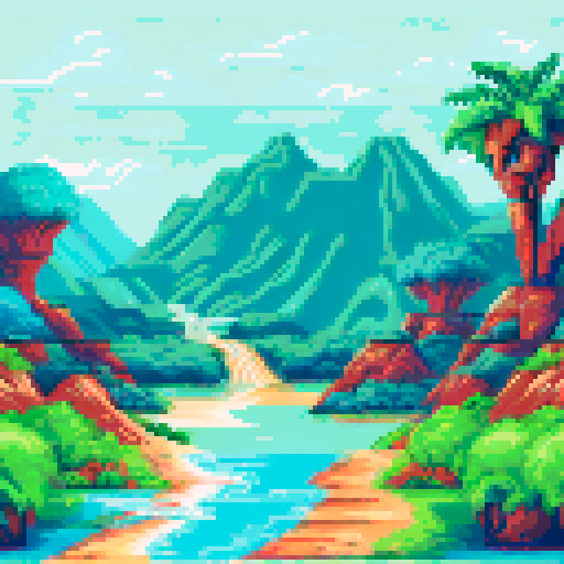 Tropical mountains with watter puddles on the top and bridges between mountains
