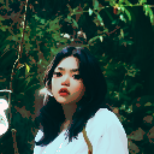 Southeast Asian woman, long wavy hair, White skin, oval face, black eyes, age 20, wearing a robe