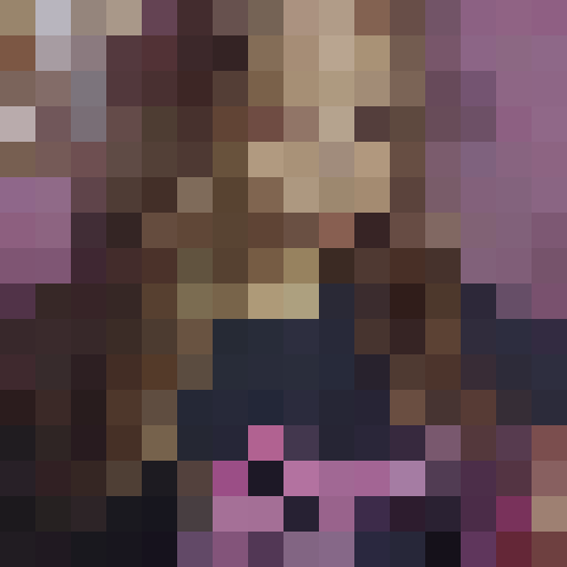 girl with pigtails, colorful nail polish bottles, tiny nail files, glittery nail art stickers, pixelated makeup brushes, vibrant game icon aesthetic, 16x16 pixel art, close-up portrait