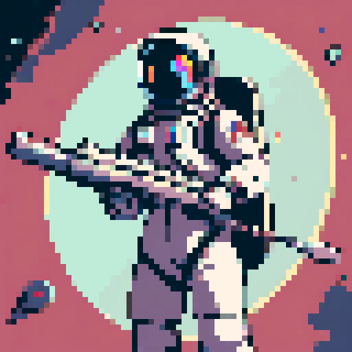 Pixel art of a astronaut in a white spacesuit, standing upright, retro-style 16-bit, 32x32, simple design for a space survival game, white color with black visor, no background, transparent edges