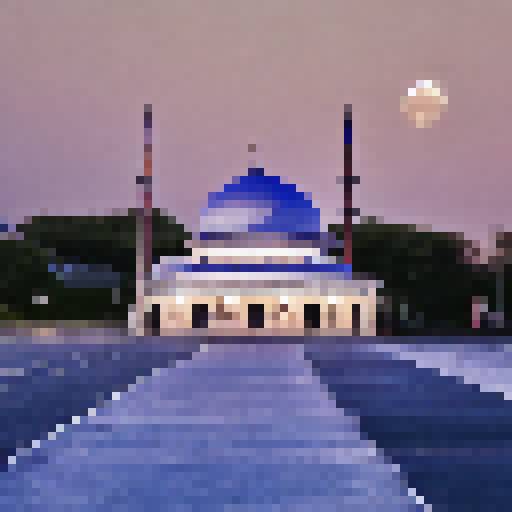picture of a mosque with a moon in the background