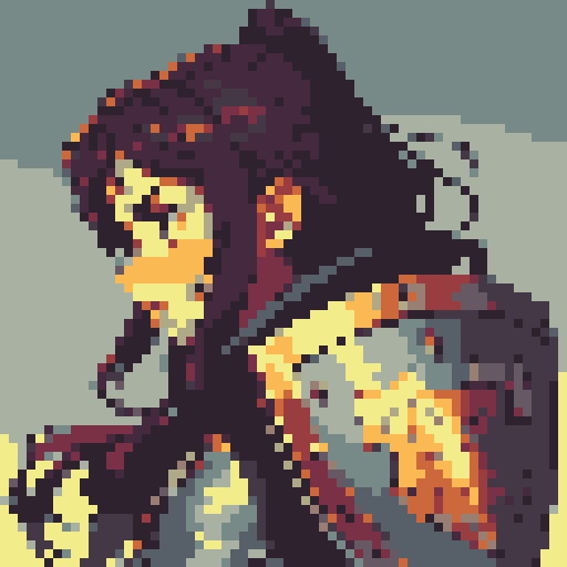 knight in armor, sword and shield, oblique side view, golden "V" embossed shield, brown hair, no helmet, game icon, 32x32 sprite