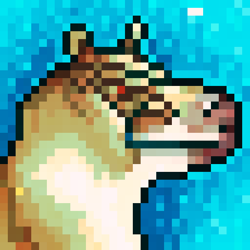 A hippo wearing fancy glasses with a black suit, rendered in 32x32 pixel portrait.