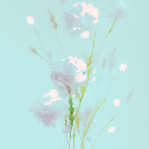 White background with light salmon-colored flowers and green stems