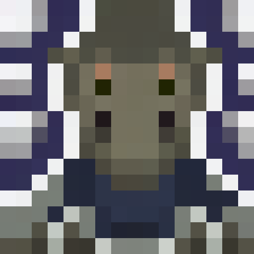 Raccoon face on a transparent background, rendered in a 16x16 pixel portrait style