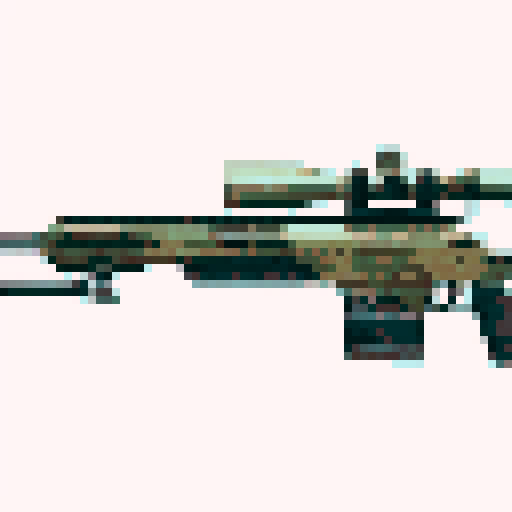 Pixel art sniper gun with transparent background for video game