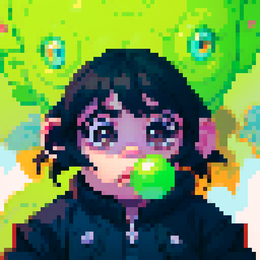 cute baby ape, big eyes, nose bubble, sRGB, pixel art