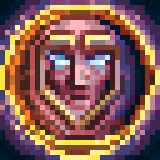 pixel art style, game icon, 32x32 pixel art, sRGB, skill art, close up, portrait, Donald Trump wearing a vote t-shirt, 2024 hat, holding an American flag