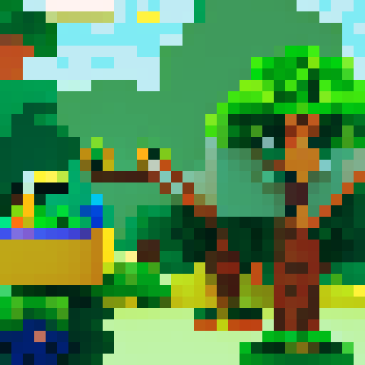 toucan on a tree in the forest. the scene displays two big trees with the toucan in the middle on one of their branches