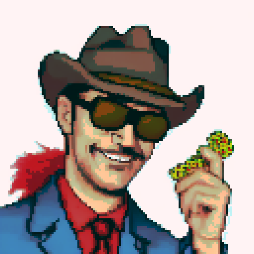 Cowboy wearing glasses gambling on stock market prices
