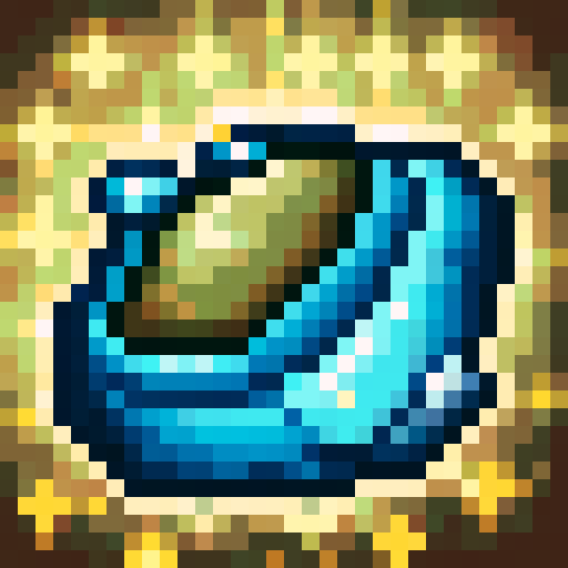 Frothy bubbles surround a 32x32 pixel game ability icon featuring sharp seashells slicing through waves in the ocean, with a skillful close-up portrait style