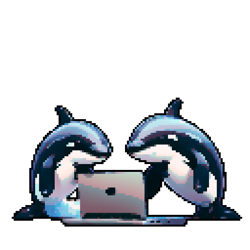 killer whales, typing, laptop
