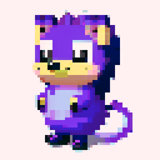 Purple hedgehog, pixel art, lazy
