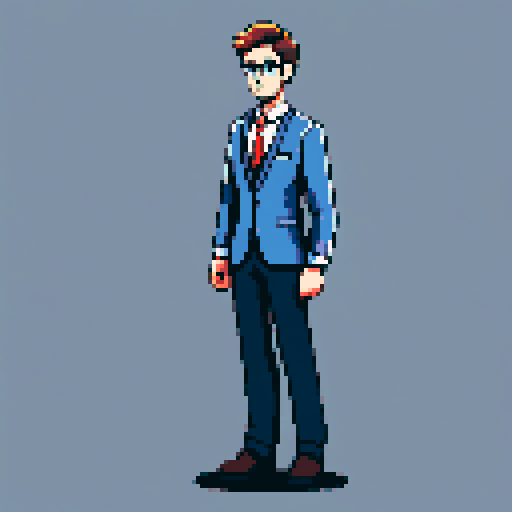 Young HR manager, formal dress, German national, pixel art, sRGB