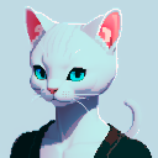 antropomorphic gray cat guy, kind, one torn ear