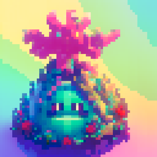 Tentacled creatures, busty anime girls, and neon colors collide in a pixelated hentai landscape.